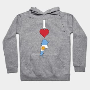 I Love Argentina Vertical I Heart Argentina Country Flag Map Hoodie